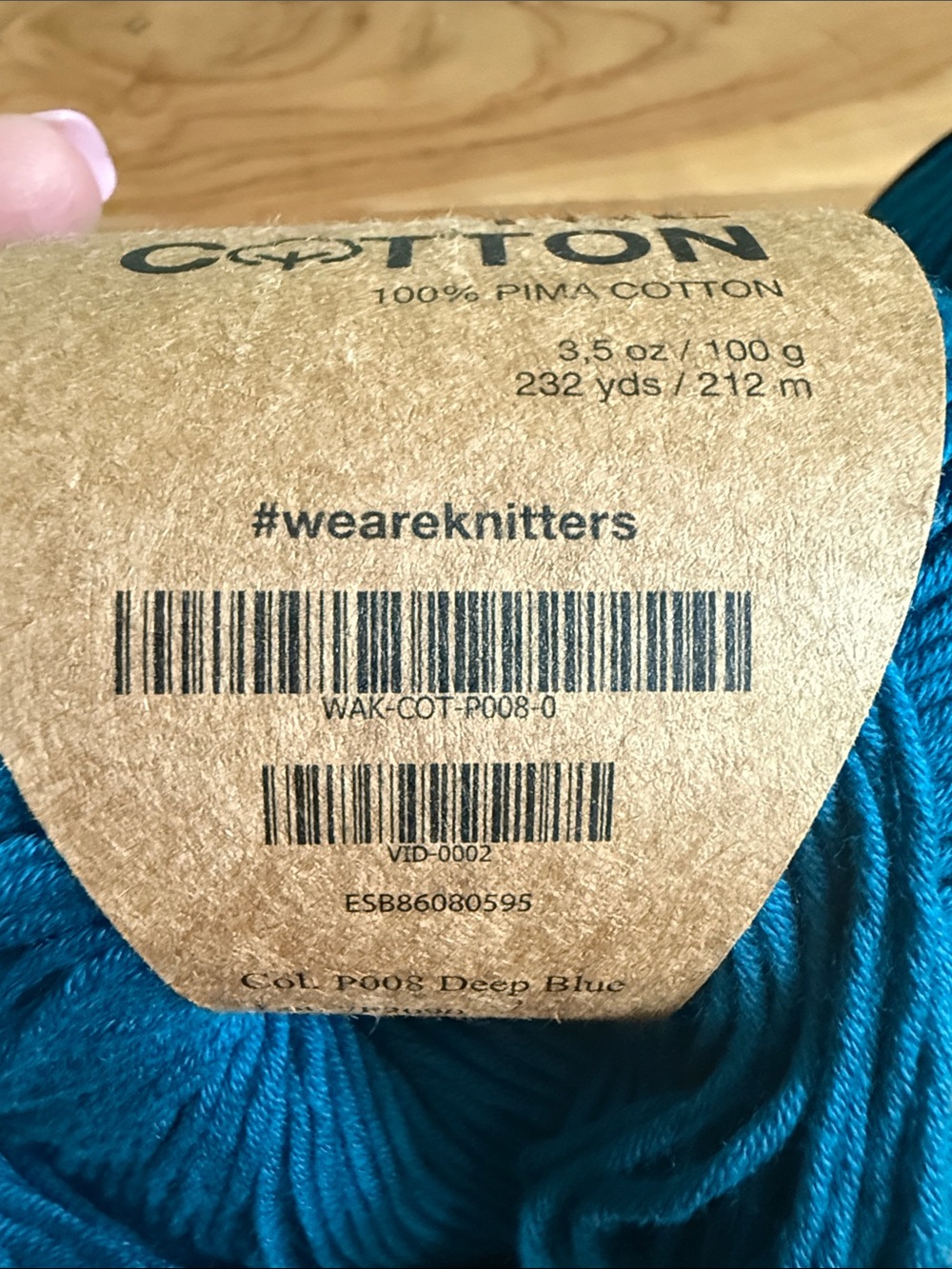 We Are Knitters 100% Pima Cotton Yarn Deep Blue Lot 2 100g / 3.5 oz Skeins - Picture 4 of 5